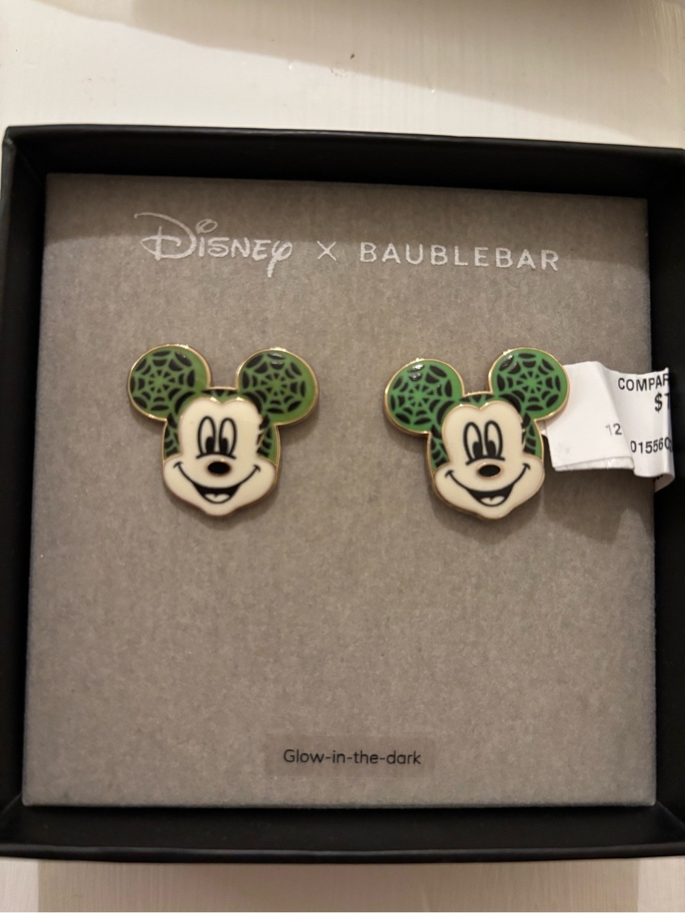 Disney Bauble Bar Mickey Glow-in-the-Dark Spiderweb Halloween Stud Earrings